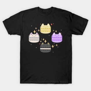 Nonbinary Kawaii Macaron Cats T-Shirt